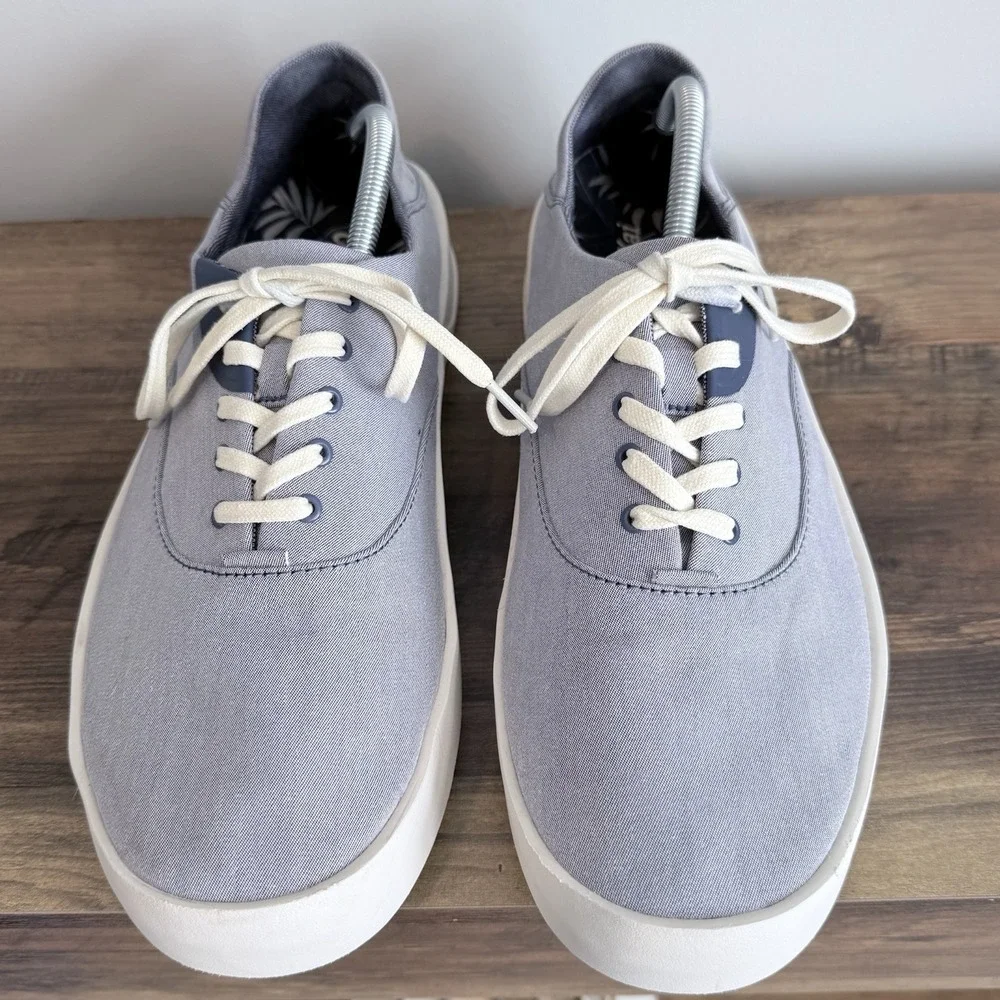 OluKai Men's Size 12 45 Shoes Tradewind Chambray Linen Lace Sneakers Blue